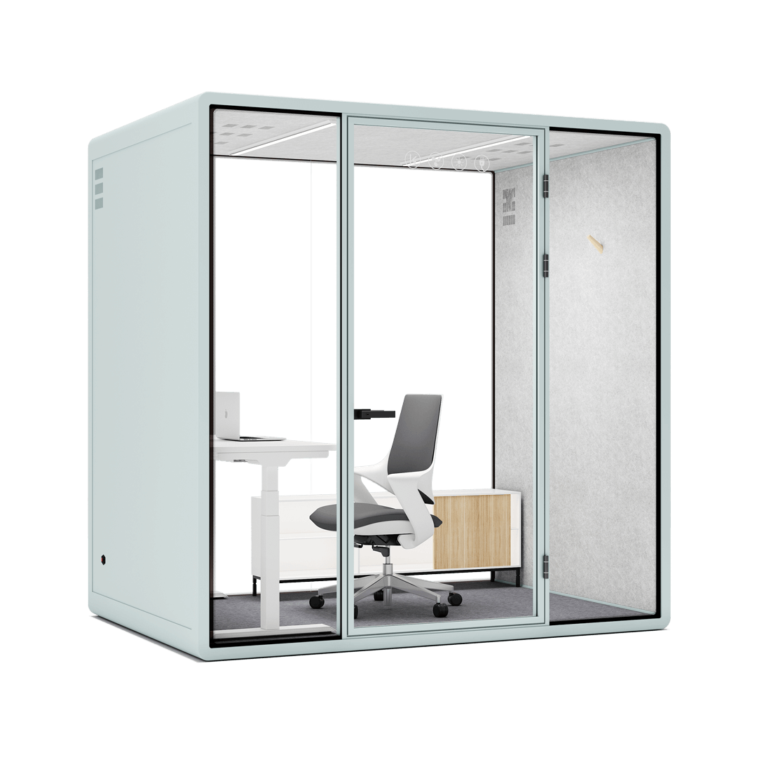Innovative Silentbox office meeting pods for small group collaboration and brainstorming.