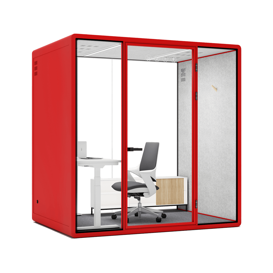 Flexible meeting pods with a sleek design, suitable for both casual and professional settings.