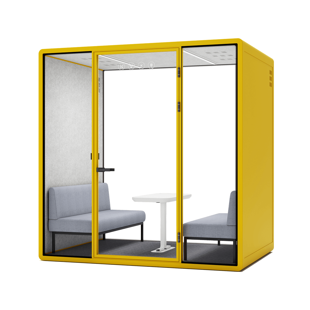 Quiet and comfortable coworking phone booth for focused work and uninterrupted calls.