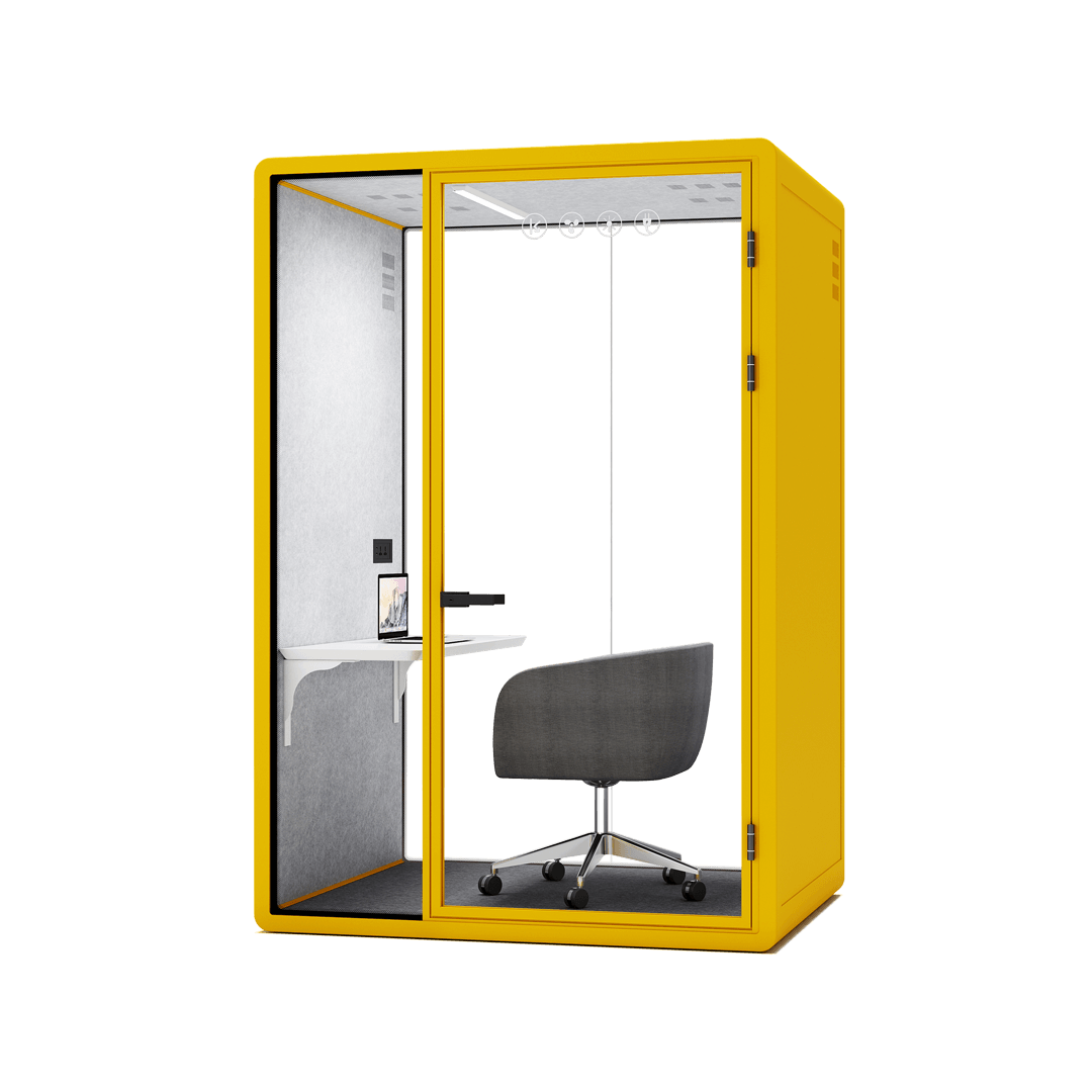 The best office phone booth with a sleek design and soundproof walls, perfect for private phone calls or meetings.